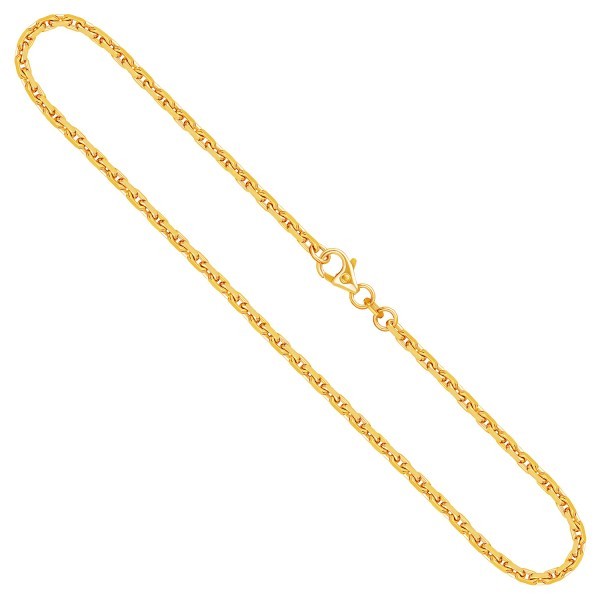 Goldkette als Ankerkette diamantiert in Gelbgold 375 / 9K, 50 cm lang, 2,5 mm breit, Gewicht ca. 13.6 g.