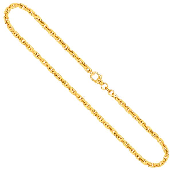 Goldkette als Ankerkette diamantiert in Gelbgold 375 / 9K, 50 cm lang, 3 mm breit, Gewicht ca. 20 g.