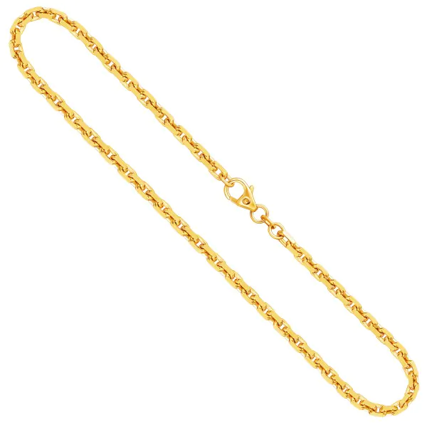 Goldkette als Ankerkette diamantiert in Gelbgold 585 / 14K, 40 cm lang, 3 mm breit, Gewicht ca. 18.9 g.