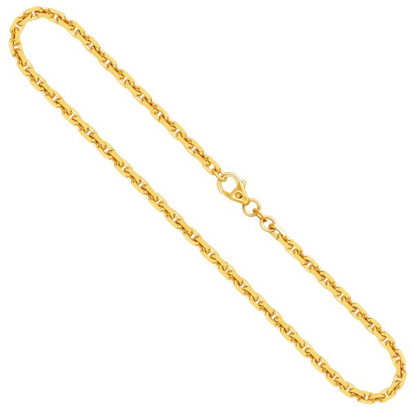 Goldkette als Ankerkette diamantiert in Gelbgold 333 / 8K, 42 cm lang, 3 mm breit, Gewicht ca. 16.5 g.