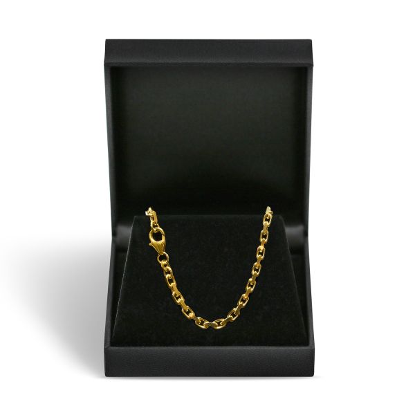 Goldkette als Ankerkette diamantiert in Gelbgold 375 / 9K, 50 cm lang, 3 mm breit, Gewicht ca. 20 g.