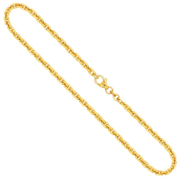 Goldkette als Ankerkette diamantiert in Gelbgold 585 / 14K, 60 cm lang, 3 mm breit, Gewicht ca. 28.4 g.