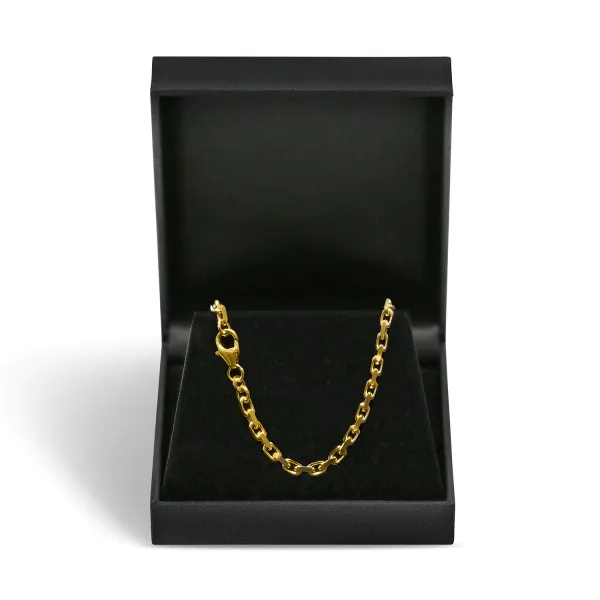 Goldkette als Ankerkette diamantiert in Gelbgold 585 / 14K, 60 cm lang, 3 mm breit, Gewicht ca. 28.4 g.
