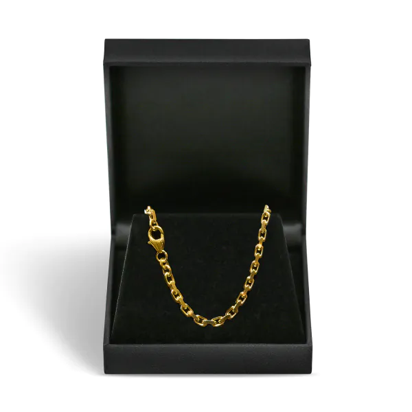Armband als Ankerkette diamantiert in Gelbgold 333 / 8 Karat, 19 cm lang, 3 mm breit, Gewicht ca. 7.2