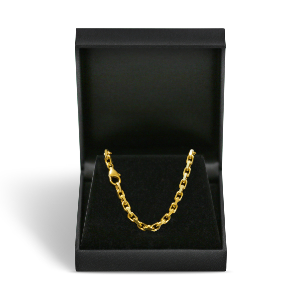 Goldkette als Ankerkette diamantiert in Gelbgold 333 / 8K, 45 cm lang, 3,8 mm breit, Gewicht ca. 29.3 g.