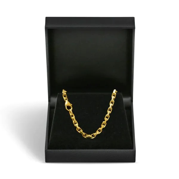 Goldkette als Ankerkette diamantiert in Gelbgold 333 / 8K, 45 cm lang, 3,8 mm breit, Gewicht ca. 29.3 g.