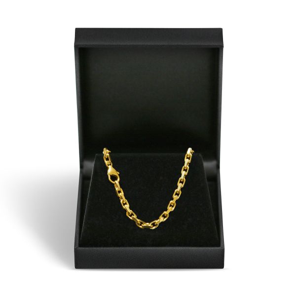 Goldkette als Ankerkette diamantiert in Gelbgold 585 / 14K, 55 cm lang, 3,8 mm breit, Gewicht ca. 41.9 g.
