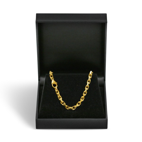 Goldkette als Ankerkette diamantiert in Gelbgold 750 / 18K, 55 cm lang, 3,8 mm breit, Gewicht ca. 49.5 g.
