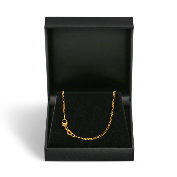 Goldkette als Figarokette diamantiert in Gelbgold 750 / 18K, 42 cm lang, 1,5 mm breit, Gewicht ca. 2.8 g.