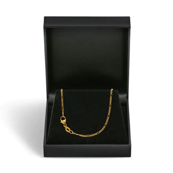 Goldkette als Figarokette diamantiert in Gelbgold 375 / 9K, 45 cm lang, 1,5 mm breit, Gewicht ca. 2.3 g.