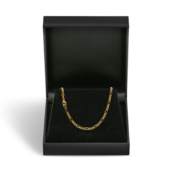 Goldkette als Figarokette diamantiert in Gelbgold 375 / 9K, 65 cm lang, 2,2 mm breit, Gewicht ca. 6.0 g.