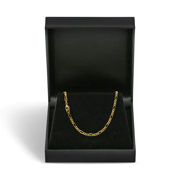 Goldkette als Figarokette diamantiert in Gelbgold 375 / 9K, 85 cm lang, 2,2 mm breit, Gewicht ca. 7.8 g.