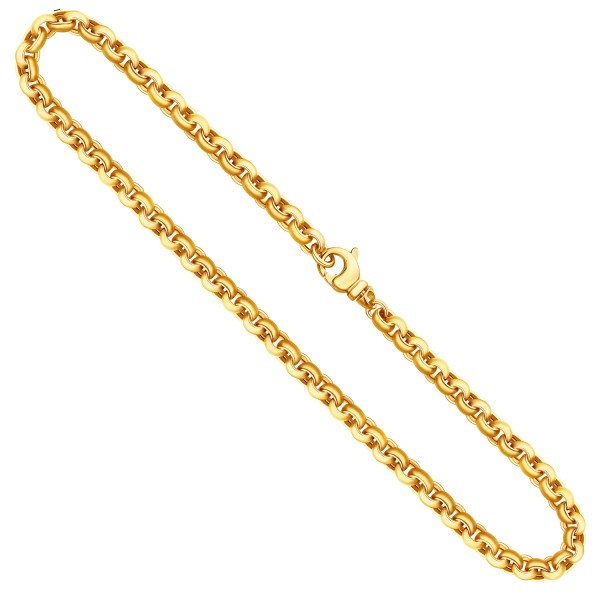 Goldkette als Erbskette hohl in Gelbgold 585 / 14K, 36 cm lang, 6 mm breit, Gewicht ca. 22.3 g.