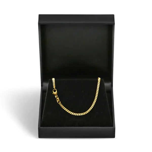 Goldkette als Panzerkette flach 0.8 Höhe in Gelbgold 585 / 14K, 50 cm lang, 2,4 mm breit, Gewicht ca. 7.9 g.