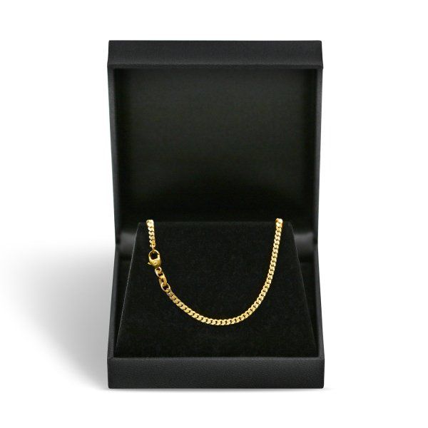 Goldkette als Panzerkette flach 0.8 Höhe in Gelbgold 585 / 14K, 60 cm lang, 2,4 mm breit, Gewicht ca. 8.8 g.