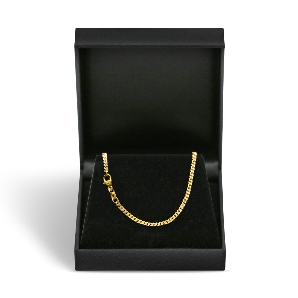 Goldkette als Panzerkette flach 0.8 Höhe in Gelbgold 585 / 14K, 38 cm lang, 2,4 mm breit, Gewicht ca. 6 g.