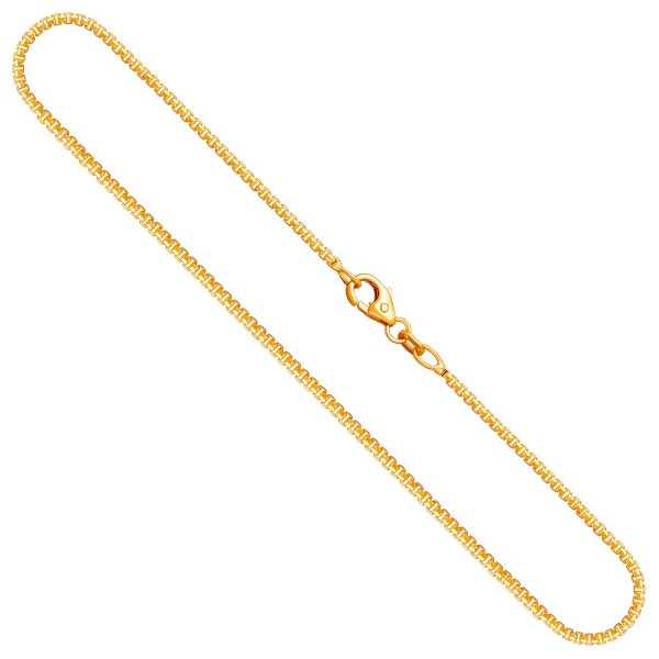 Goldkette als Venezianerkette rund geschlagen in Gelbgold 585 / 14K, 45 cm lang, 1,5 mm breit, Gewicht ca. 6.3 g.