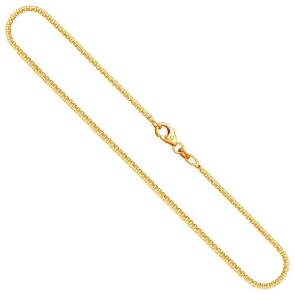 Goldkette als Venezianerkette rund geschlagen in Gelbgold 585 / 14K, 55 cm lang, 1,5 mm breit, Gewicht ca. 7.7 g.