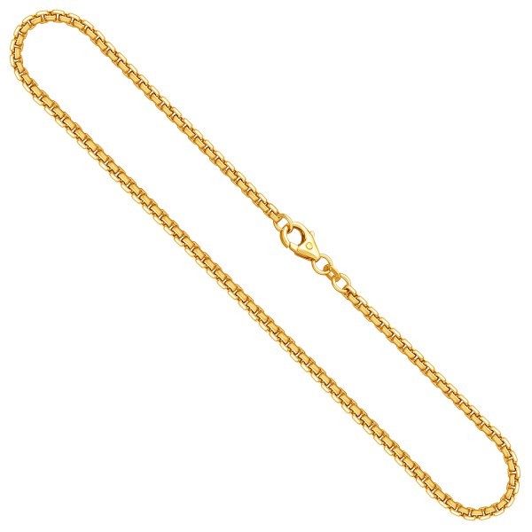 Goldkette als Venezianerkette rund geschlagen in Gelbgold 375 / 9K, 42 cm lang, 2,7 mm breit, Gewicht ca. 13.7 g.