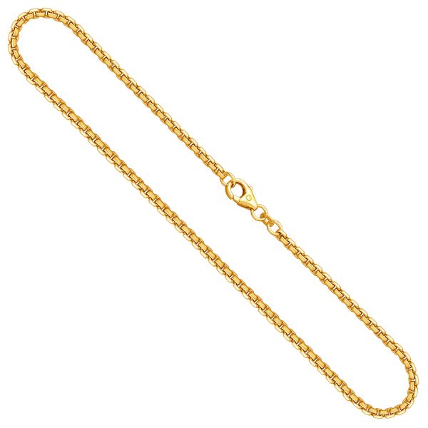 Goldkette als Venezianerkette rund geschlagen in Gelbgold 375 / 9K, 45 cm lang, 2,7 mm breit, Gewicht ca. 14.7 g.