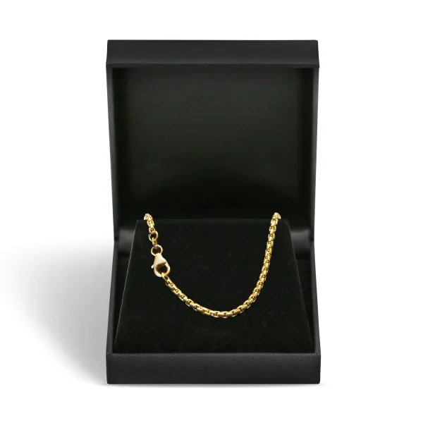 Goldkette als Venezianerkette rund geschlagen in Gelbgold 375 / 9K, 45 cm lang, 2,7 mm breit, Gewicht ca. 14.7 g.