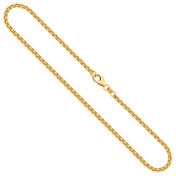Goldkette als Venezianerkette rund geschlagen in Gelbgold 585 / 14K, 38 cm lang, 2,7 mm breit, Gewicht ca. 14.6 g.
