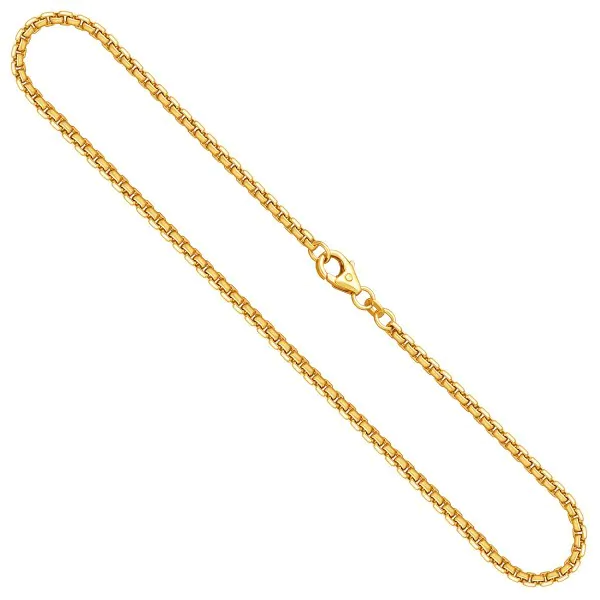 Goldkette als Venezianerkette rund geschlagen in Gelbgold 375 / 9K, 95 cm lang, 2,7 mm breit, Gewicht ca. 30.9 g.