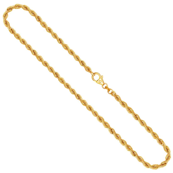 Goldkette als Kordelkette hohl in Gelbgold 585 / 14K, 45 cm lang, 3.3 mm breit, Gewicht ca. 5.8 g.