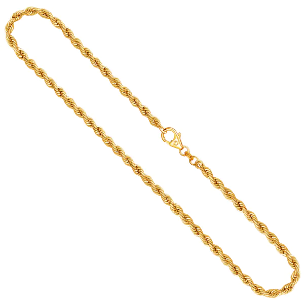 Goldkette als Kordelkette hohl in Gelbgold 585 / 14 Karat, 70 cm lang, 3.3 mm breit, Gewicht ca. 9 g.