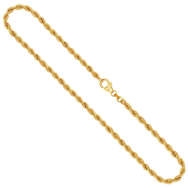 Goldkette als Kordelkette hohl in Gelbgold 375 / 9K, 45 cm lang, 3.3 mm breit, Gewicht ca. 4.5 g.