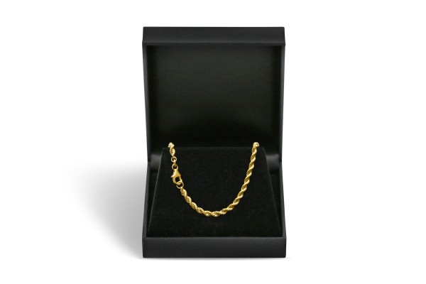 Armband als Kordelkette hohl in Gelbgold 375 / 9K, 19 cm lang, 3,3 mm breit, Gewicht ca. 1.8 g.