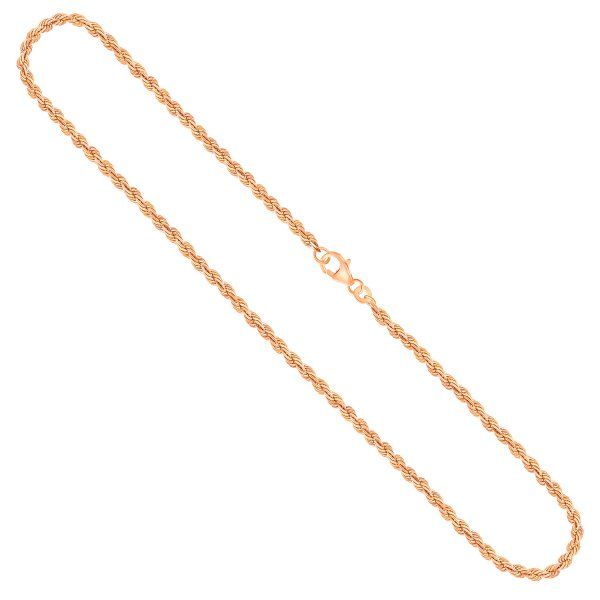 Goldkette als Kordelkette hohl in Gelbgold 333 / 8K, 50 cm lang, 3,3 mm breit, Gewicht ca. 6.8 g.