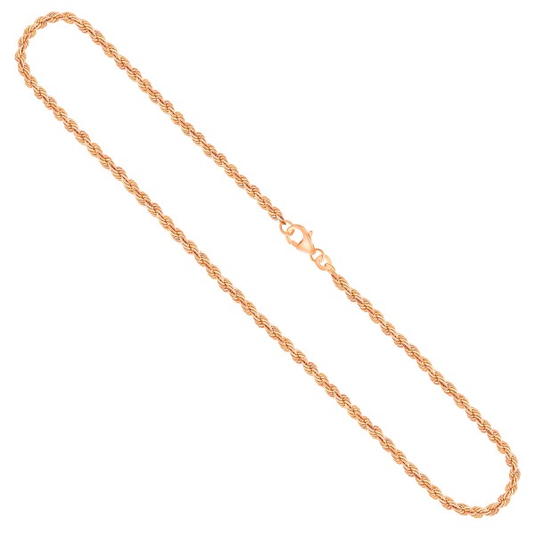 Goldkette als Kordelkette hohl in Gelbgold 585 / 14K, 70 cm lang, 3,3 mm breit, Gewicht ca. 11.5 g.