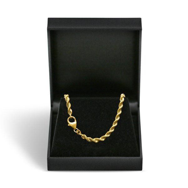 Goldkette als Kordelkette hohl in Gelbgold 333 / 8K, 42 cm lang, 3,8 mm breit, Gewicht ca. 7.5 g.