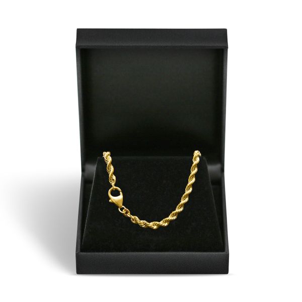 Goldkette als Kordelkette hohl in Gelbgold 333 / 8K, 50 cm lang, 3,8 mm breit, Gewicht ca. 8.3 g.