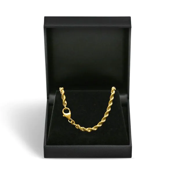 Goldkette als Kordelkette hohl in Gelbgold 585 / 14K, 50 cm lang, 3,8 mm breit, Gewicht ca. 11.1 g.