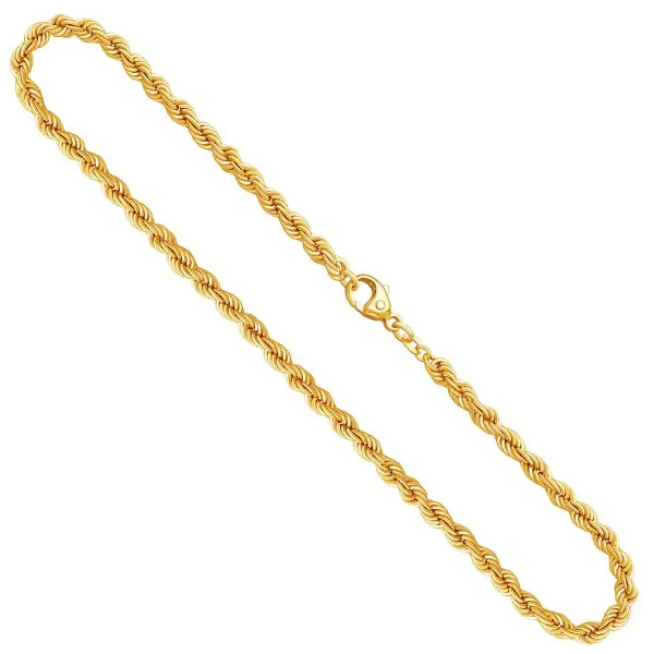 Goldkette als Kordelkette hohl in Gelbgold 333 / 8K, 50 cm lang, 4,4 mm breit, Gewicht ca. 11 g.