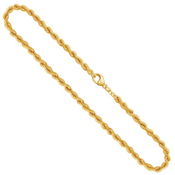 Goldkette als Kordelkette hohl in Gelbgold 585 / 14K, 40 cm lang, 4,4 mm breit, Gewicht ca. 11.5 g.
