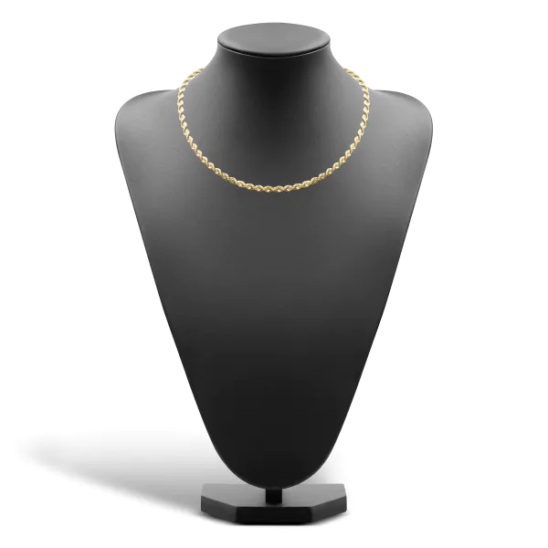 Goldkette als Kordelkette hohl in Gelbgold 585 / 14 Karat, 65 cm lang, 5 mm breit, Gewicht ca. 22,5 g.