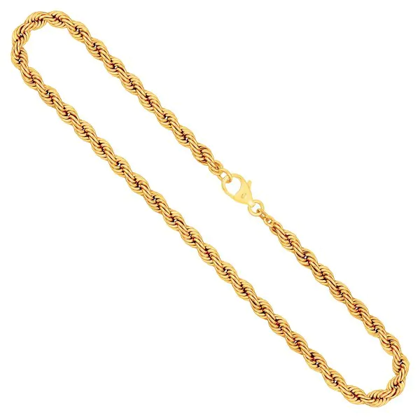 Goldkette als Kordelkette hohl in Gelbgold 585 / 14K, 38 cm lang, 5,4 mm breit, Gewicht ca. 16.4 g.