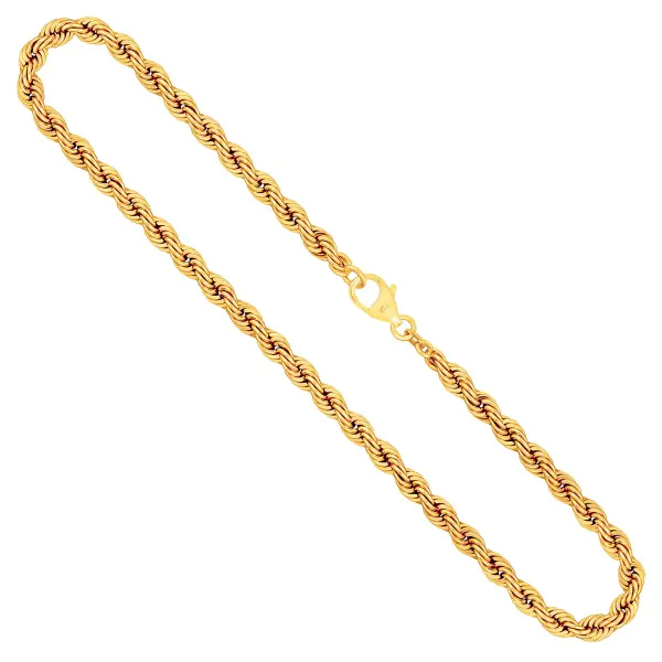 Goldkette als Kordelkette hohl in Gelbgold 585 / 14K, 55 cm lang, 5,4 mm breit, Gewicht ca. 23.8 g.