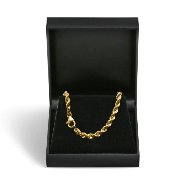 Goldkette als Kordelkette hohl in Gelbgold 585 / 14 Karat, 65 cm lang, 5 mm breit, Gewicht ca. 22,5 g.