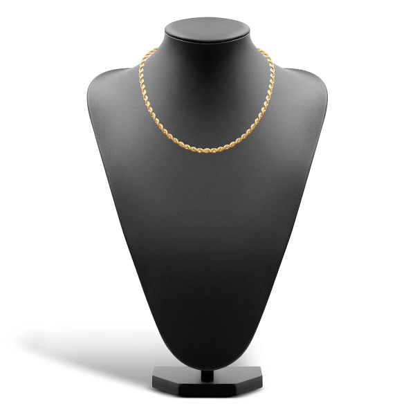 Goldkette als Kordelkette hohl in Gelbgold 585 / 14K, 50 cm lang, 5,4 mm breit, Gewicht ca. 21.6 g.