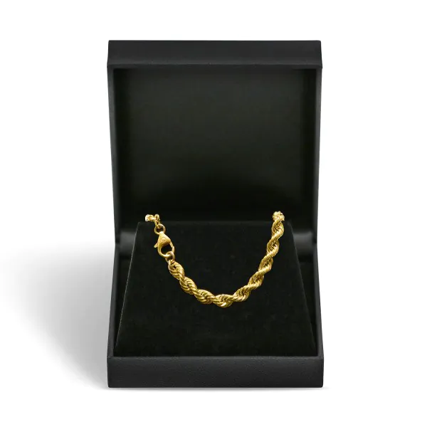 Goldkette als Kordelkette hohl in Gelbgold 585 / 14K, 50 cm lang, 5,4 mm breit, Gewicht ca. 21.6 g.