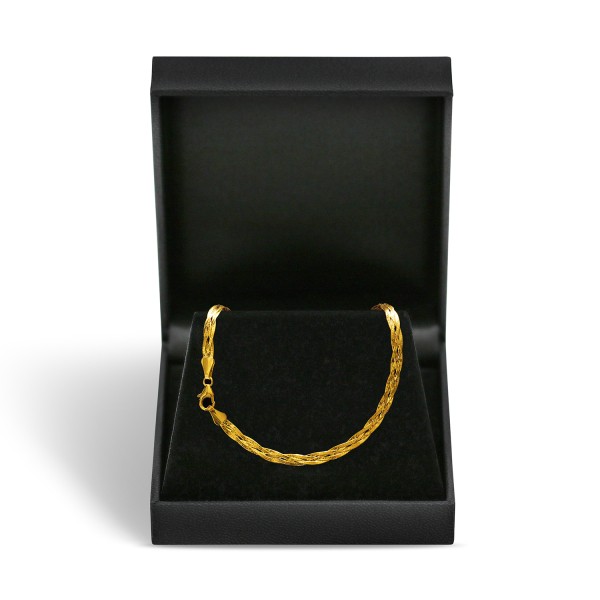 Goldkette als Herringbone Kette in Gelbgold 375 / 9K, 45 cm lang, 3,8 mm breit, Gewicht ca. 3.9 g.