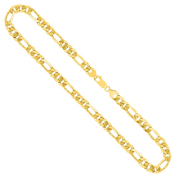 Goldkette als Figarokette hohl in Gelbgold 750 / 18K, 45 cm lang, 5.7 mm breit, Gewicht ca. 13.2 g.