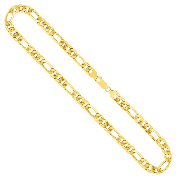 Goldkette als Figarokette hohl in Gelbgold 750 / 18K, 45 cm lang, 5.7 mm breit, Gewicht ca. 13.2 g.