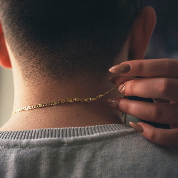 Goldkette als Fantasiekette in Gelbgold 375 / 9 Karat, 60 cm lang, 3.5 mm Breit, Gewicht ca. 4.7 g.