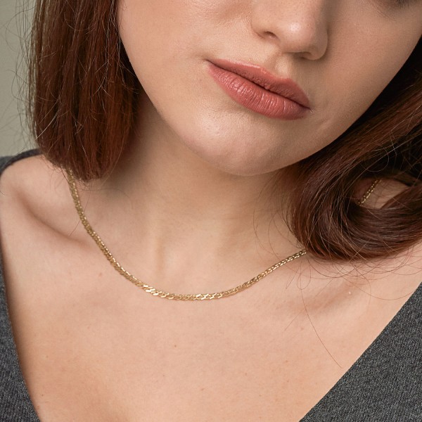 Goldkette als Zwillingspanzerkette in Gelbgold 375 / 9K, 50 cm lang, 2,9 mm breit, Gewicht ca. 4.9 g.