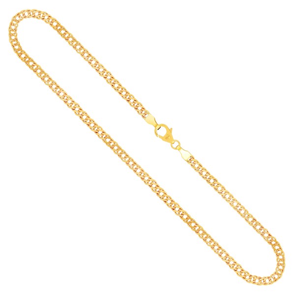 Goldkette als Zwillingspanzerkette in Gelbgold 333 / 8K, 42 cm lang, 3,9 mm breit, Gewicht ca. 7.8 g.